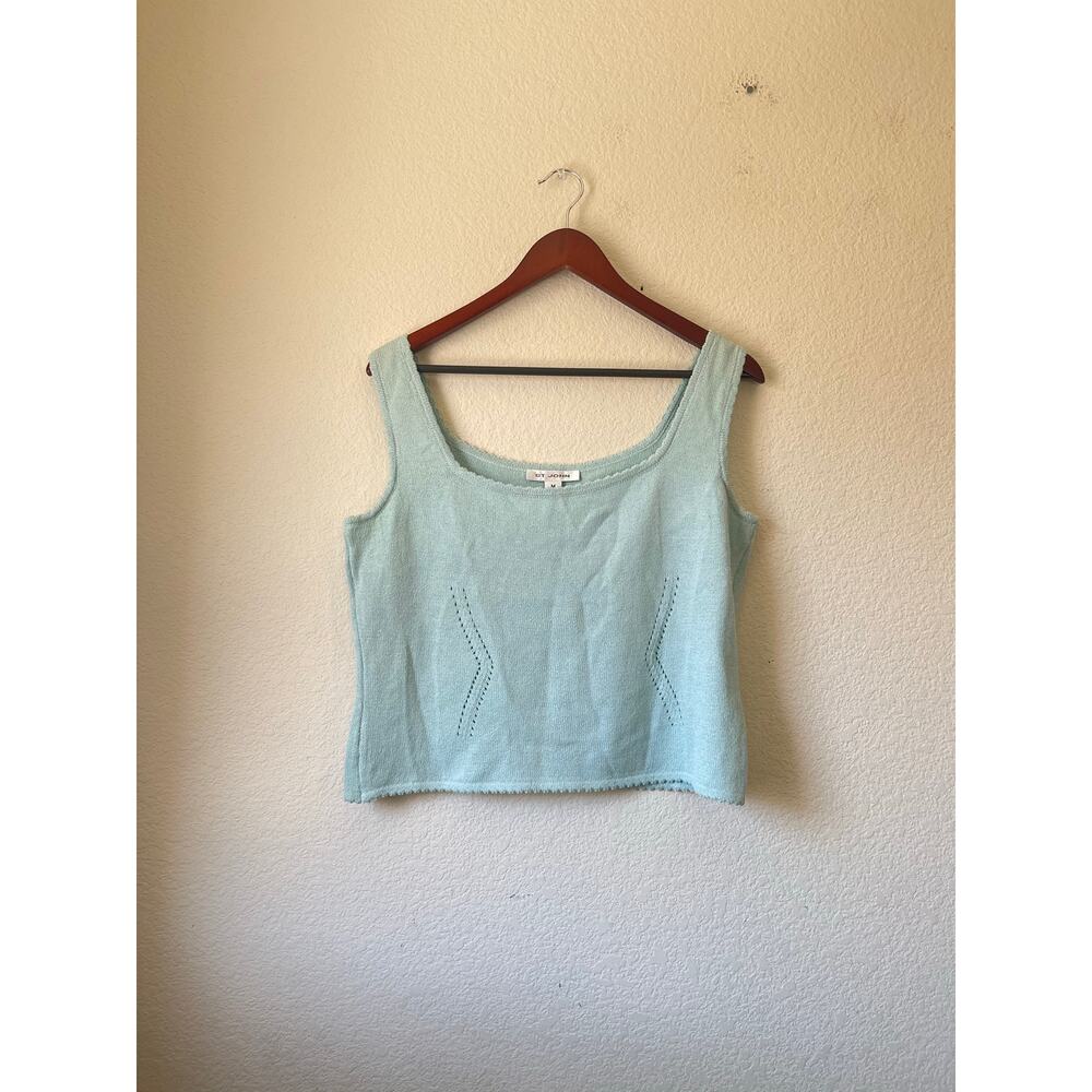 Vintage St. John Santana knit blue square neck tank large